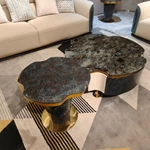 Designer Nesting Coffee Tables with Organic Curves and Layered Silhouettes
